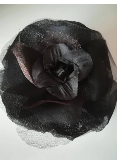 Брошка-Цвете за коса Rose Simple Черно